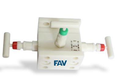 PTFE 3 Way Manifold Valve, H Type, Both Sides Flange PTFE 3 Way Manifold