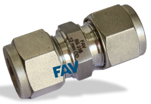 Straight Union twin compression tube fitting