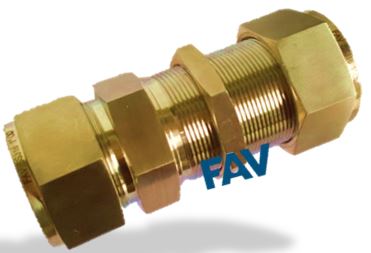304 Stainless Steel Bulkhead Union Fitting - 3/8 OD Double Ferrule Compression Connector