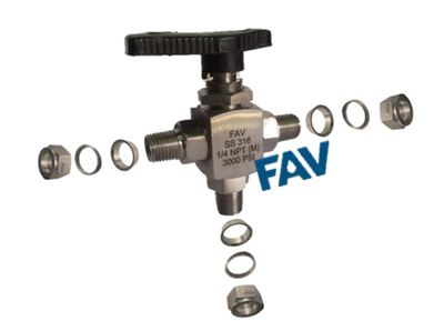 Ball Valve 3 Way Compression Double Ferrule include male / female NPT
