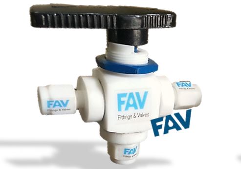 PTFE Ball Valve 3 way Compression Tube PTFE Ball Valve 3 Way