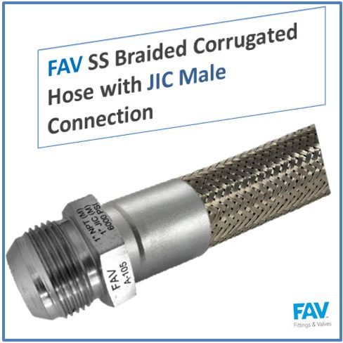 SS Braided Corrugated Hose with JIC Male Connection Stainless Steel Braided Hose