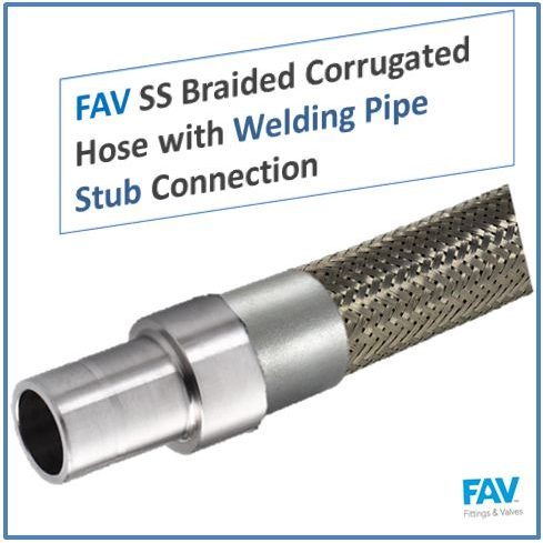 SS Braided Corrugated Hose with Welding Pipe Stub Connection Stainless Steel Braided Hose