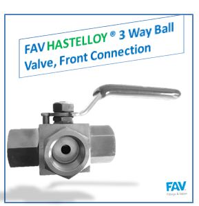 Hastelloy 3 Way Ball Valve, Front Connection