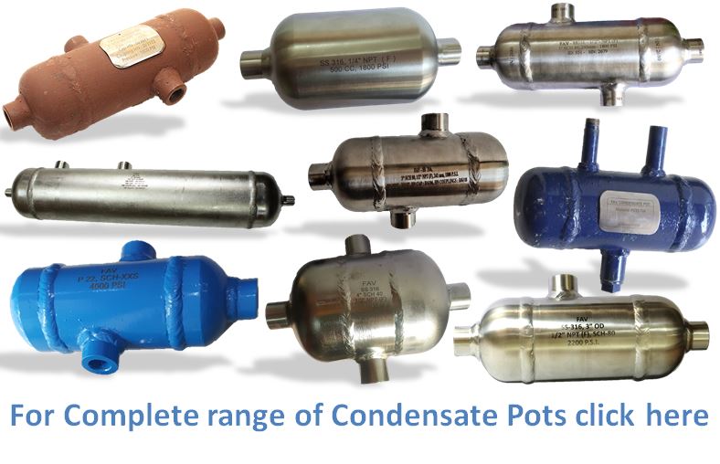 Condensate Pot For Pressure Transmitter, Level Transmitter, Boiler and Chillers