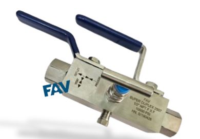 Super Duplex Double Block & Bleed Valve x 2 Ball Valve x 1 Needle Valve F x F Double Block & Bleed Valve