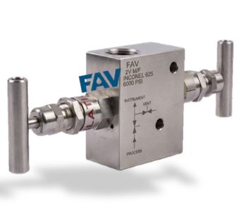 Inconel 625 2 Way Manifold Valve, R Type, Block and Bleed 2 Way Manifold Valve