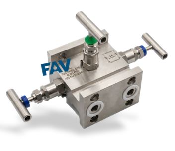 Inconel 625 3 Way Manifold , H Type, Both Sides Flange for Direct Mounting 3 Way Manifold Valve