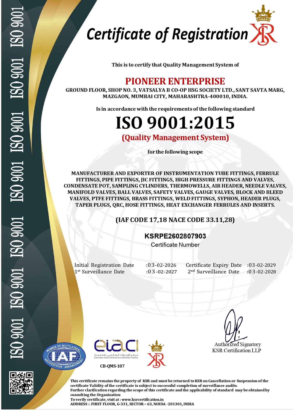 PIONEER ENTERPRISE ..8079..ISO 9001_page-0001 FAV - Pioneer Enterprise ISO 2026