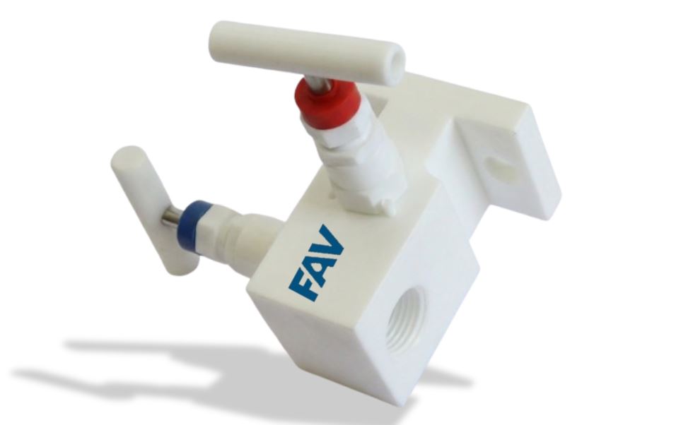 PTFE 2 Way Manifold ,T Type, For Direct Mounting PTFE 2 Way Manifold