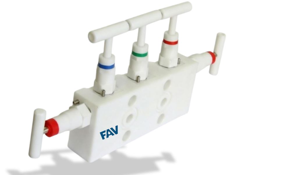PTFE 5 Way Manifold Valve ,Coplanar Type PTFE 5 Way Manifold Valve