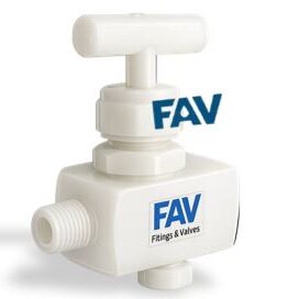 PVDF Needle Valve Male x Female with Vent Plug PVDF Needle Valve