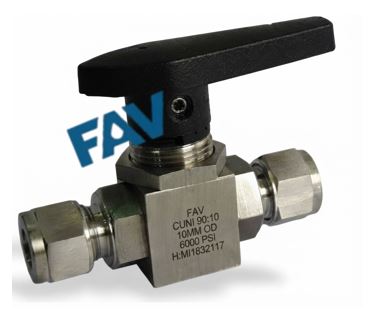 CuNi 90:10 Ball Valve Panel Mounting OD x OD Ball Valve Panel Mounting OD x OD