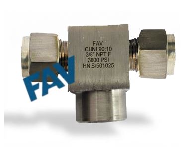 CuNi 90:10 Block Female Branch Tee Block Female Branch Tee