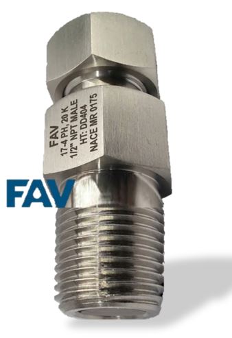 Double Check Grease Fitting 0.5 NPT Free Flow, 10000 Psi Double Check Grease Fitting
