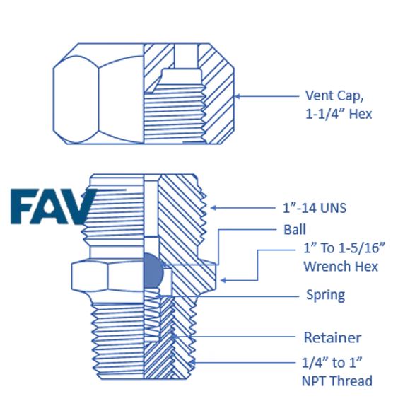Vented Cap Body Grease Fittings, Free Flow, Vented Cap Body Grease Fittings